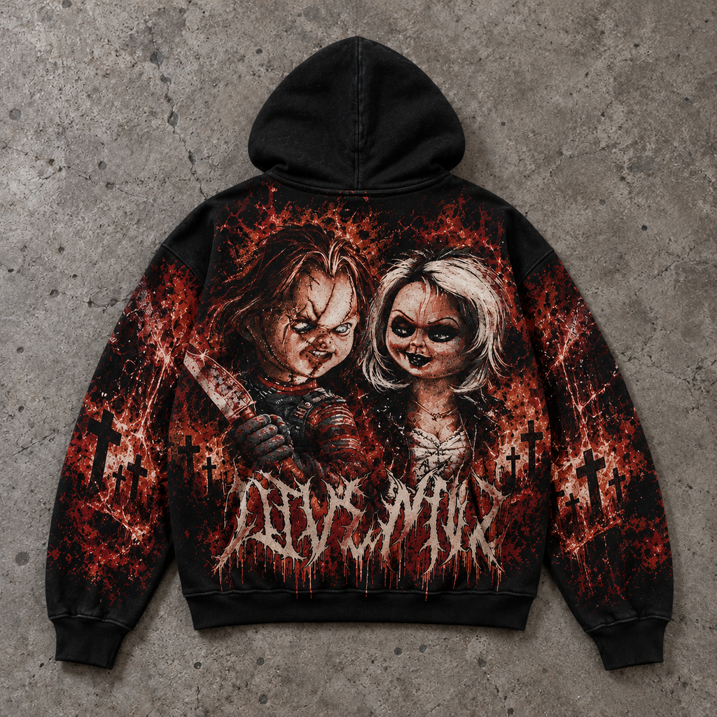Chucky Tiffany Horror Graphic Hoodie