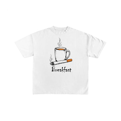 Coffee and Cigarette Breakfast White T-Shirt