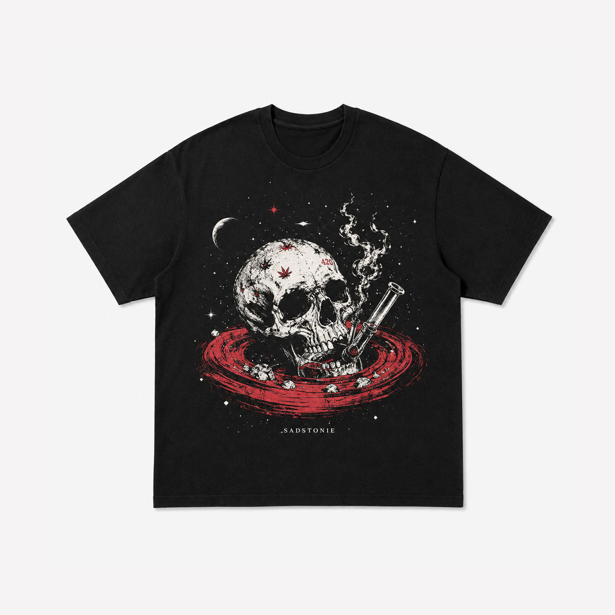 Cosmic Skull Bong Space Graphic T-Shirt