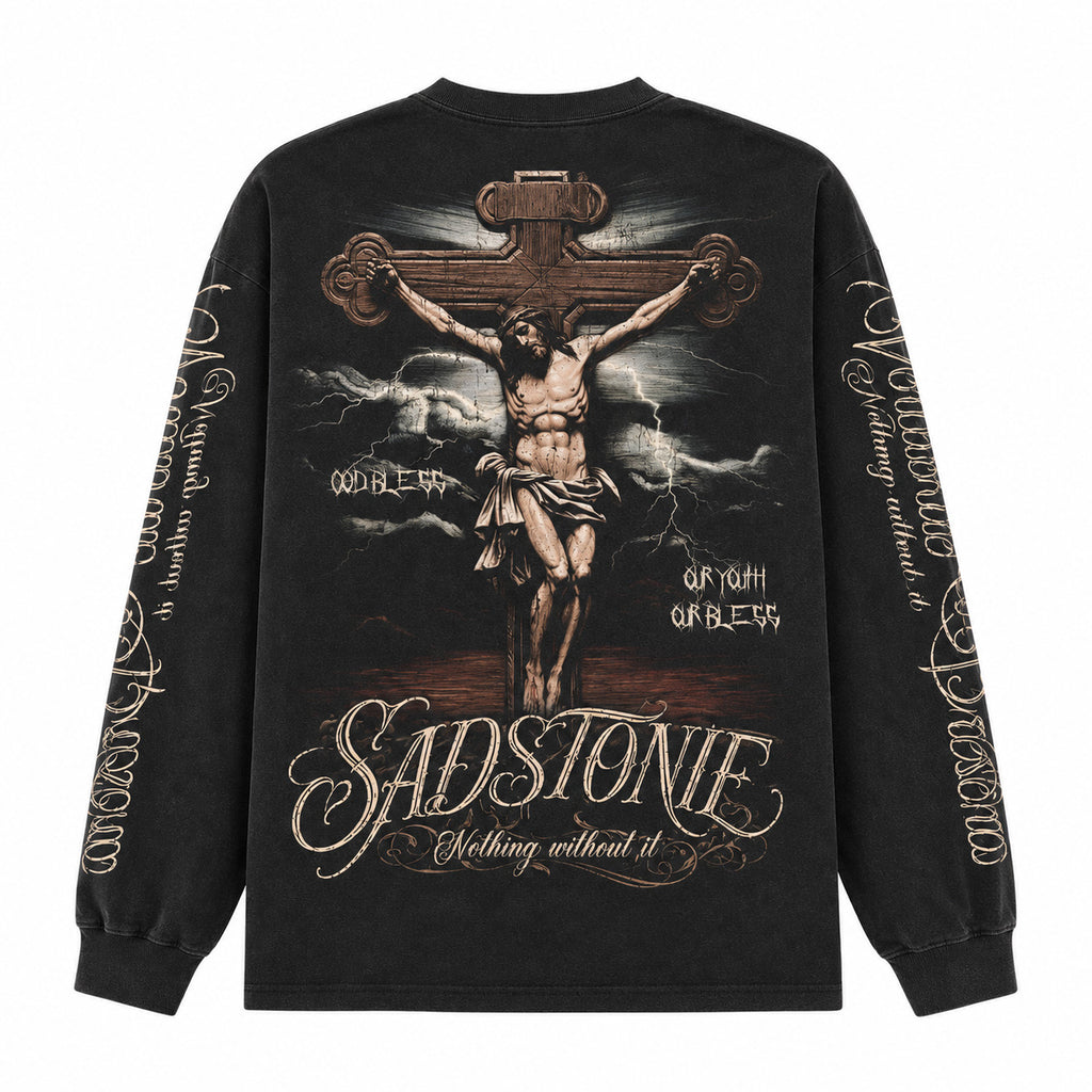 Crown of Thorns Jesus Graphic Long Sleeve Shirt