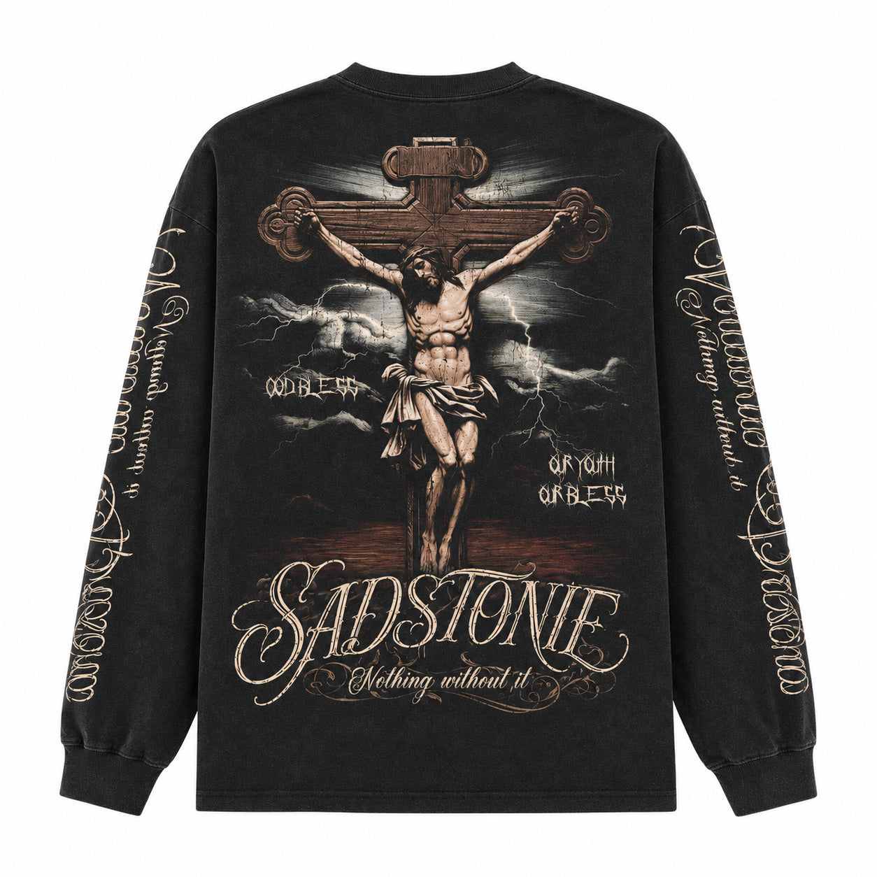 Crown of Thorns Jesus Graphic Long Sleeve Shirt