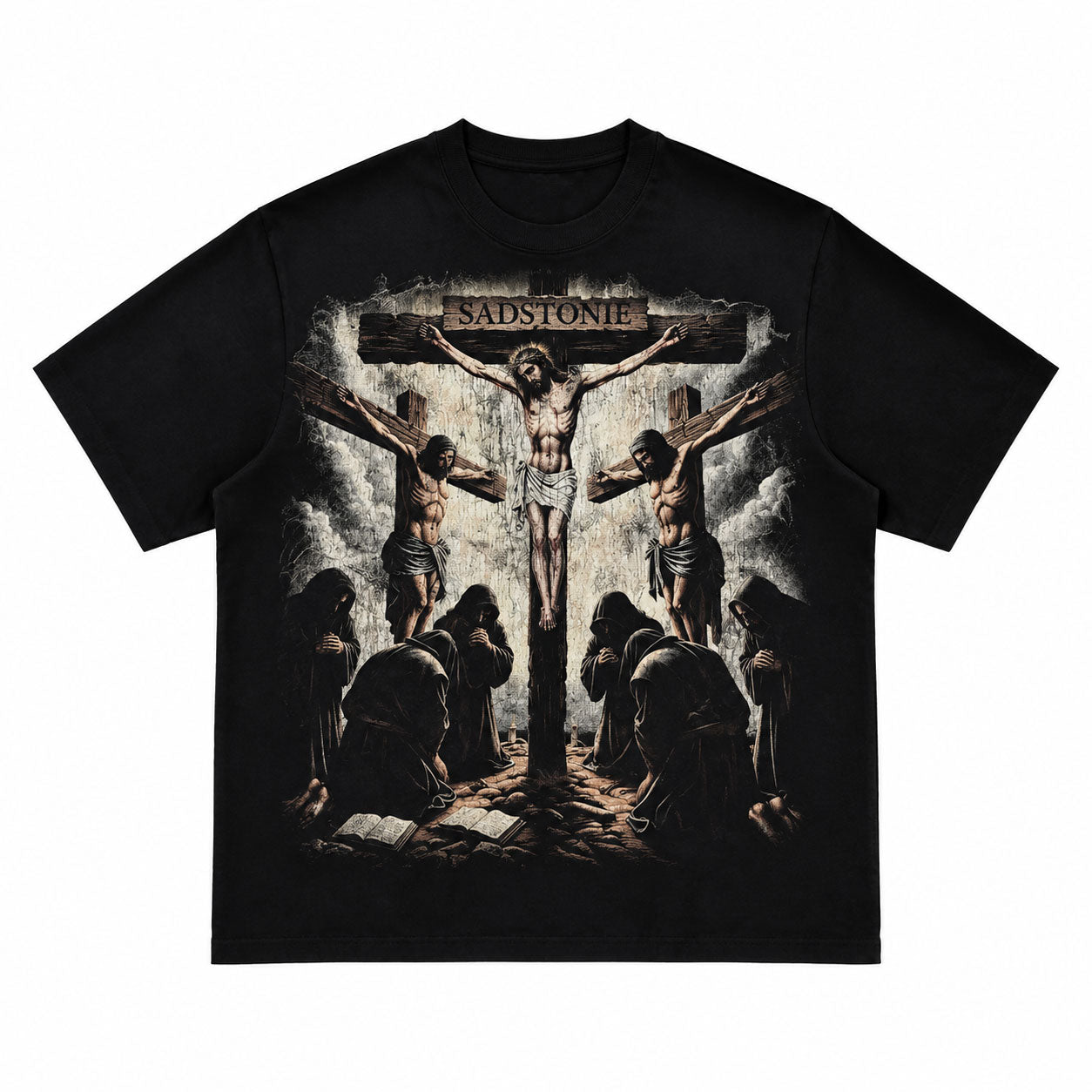 Praying Hands Cross Graphic T-Shirt - Sadstonie – Sadstonie Studio