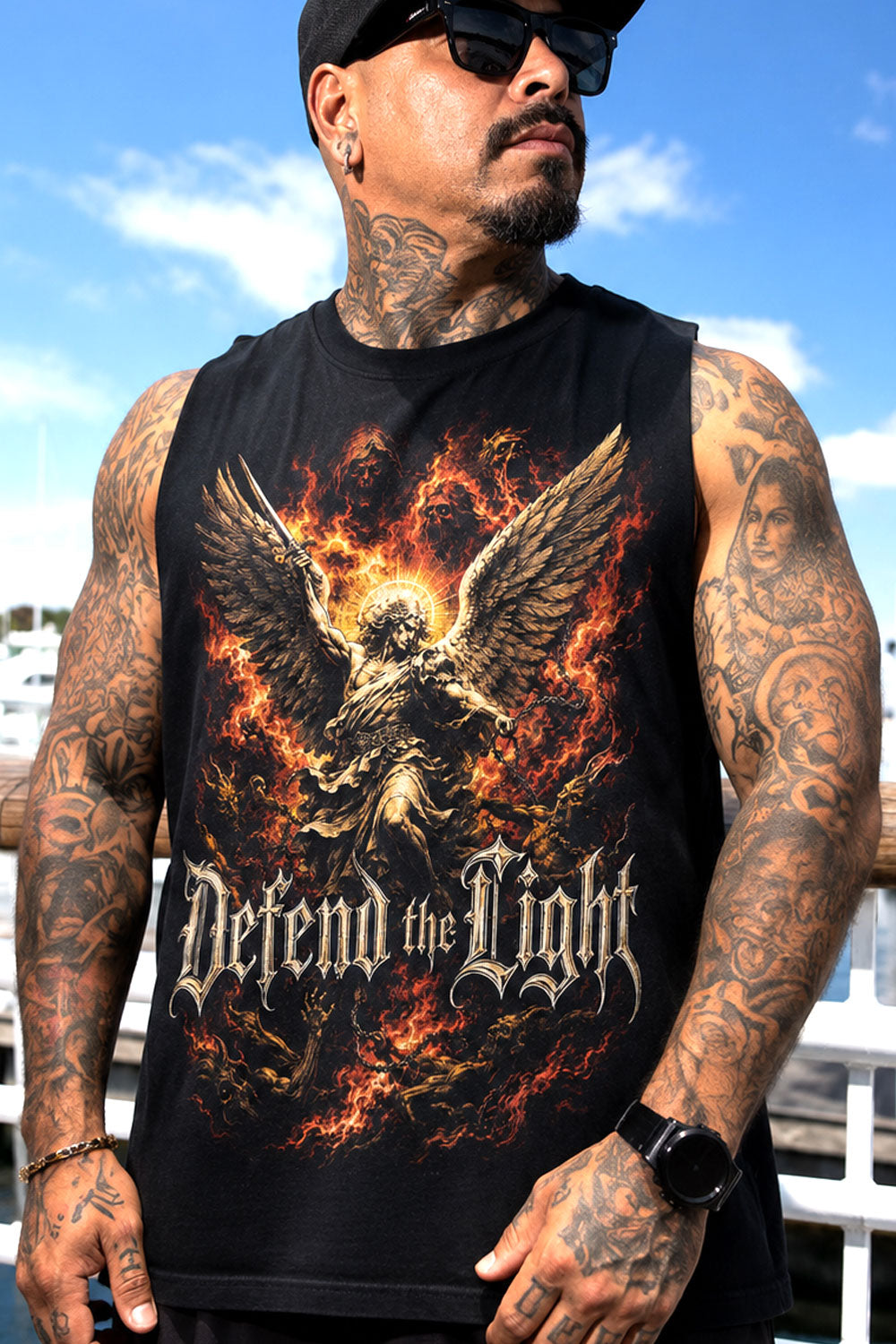 Defend the Light Archangel Graphic Muscle Tee