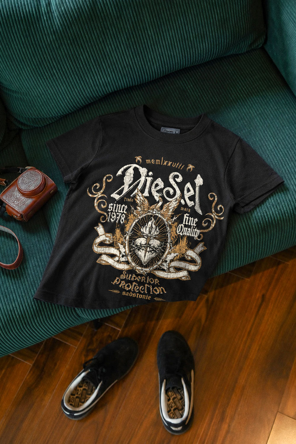Diesel Vintage Sacred Heart Grunge Graphic T-Shirt