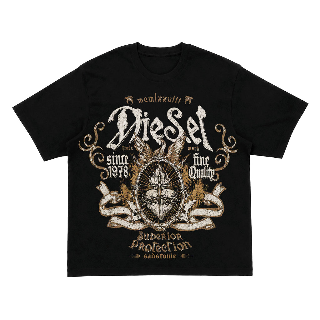 Diesel Vintage Sacred Heart Grunge Graphic T-Shirt