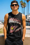 Distorted Mouth Smile Graphic Sleeveless Tee