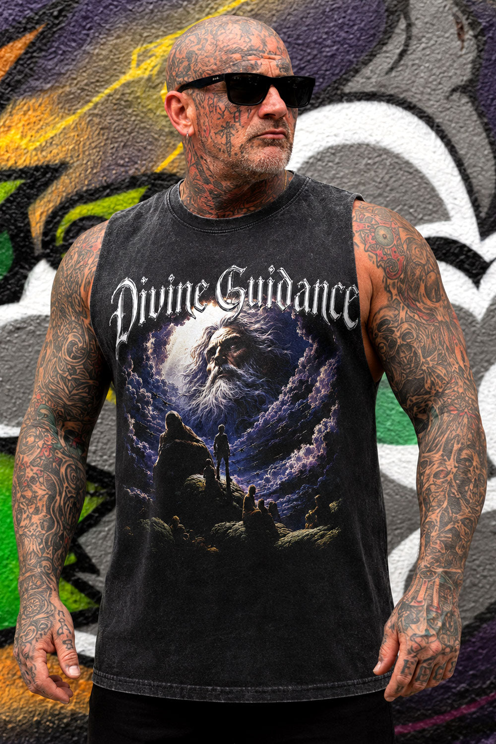 Divine Guidance Vintage Graphic Muscle Tee