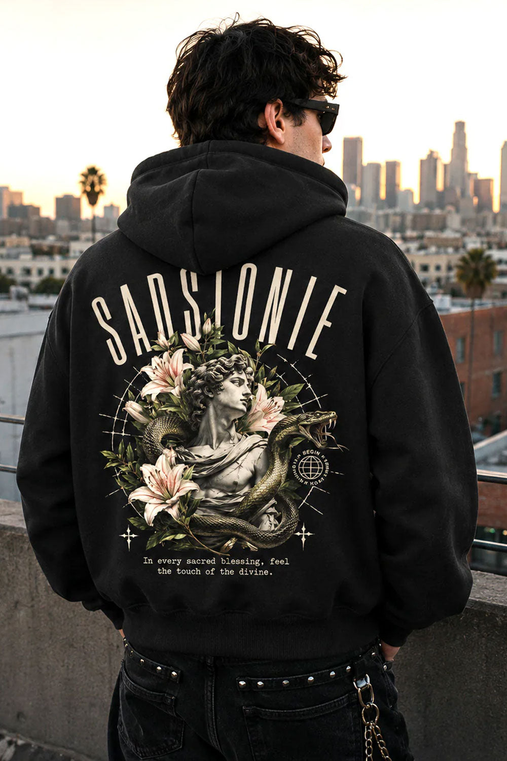 Divine Serpent Statue Graphic Oversized Hoodie