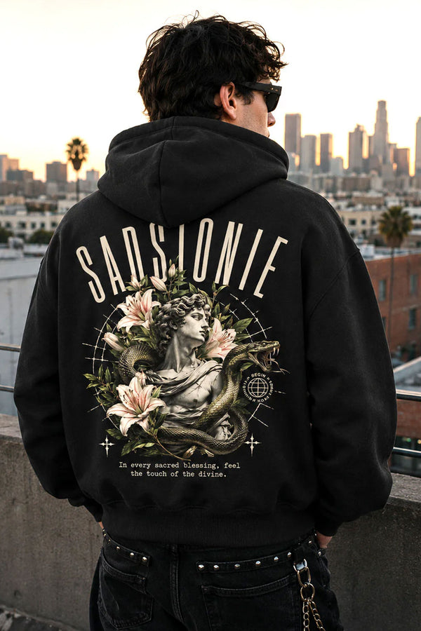 Divine Serpent Statue Graphic Oversized Hoodie