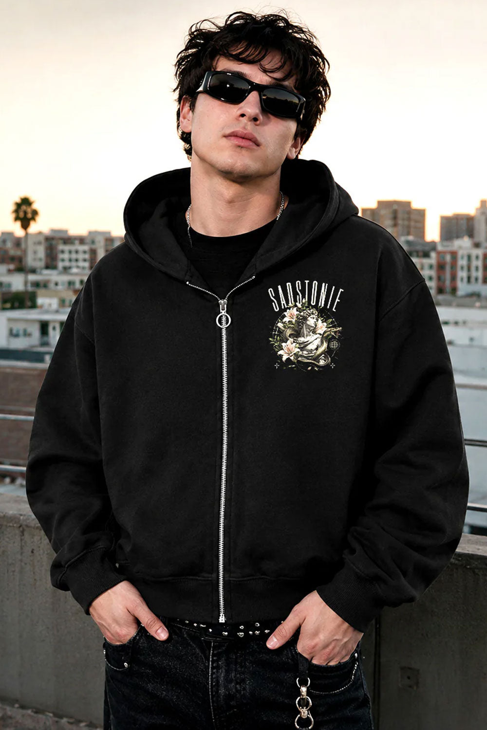 Divine Serpent Statue Graphic Oversized Hoodie