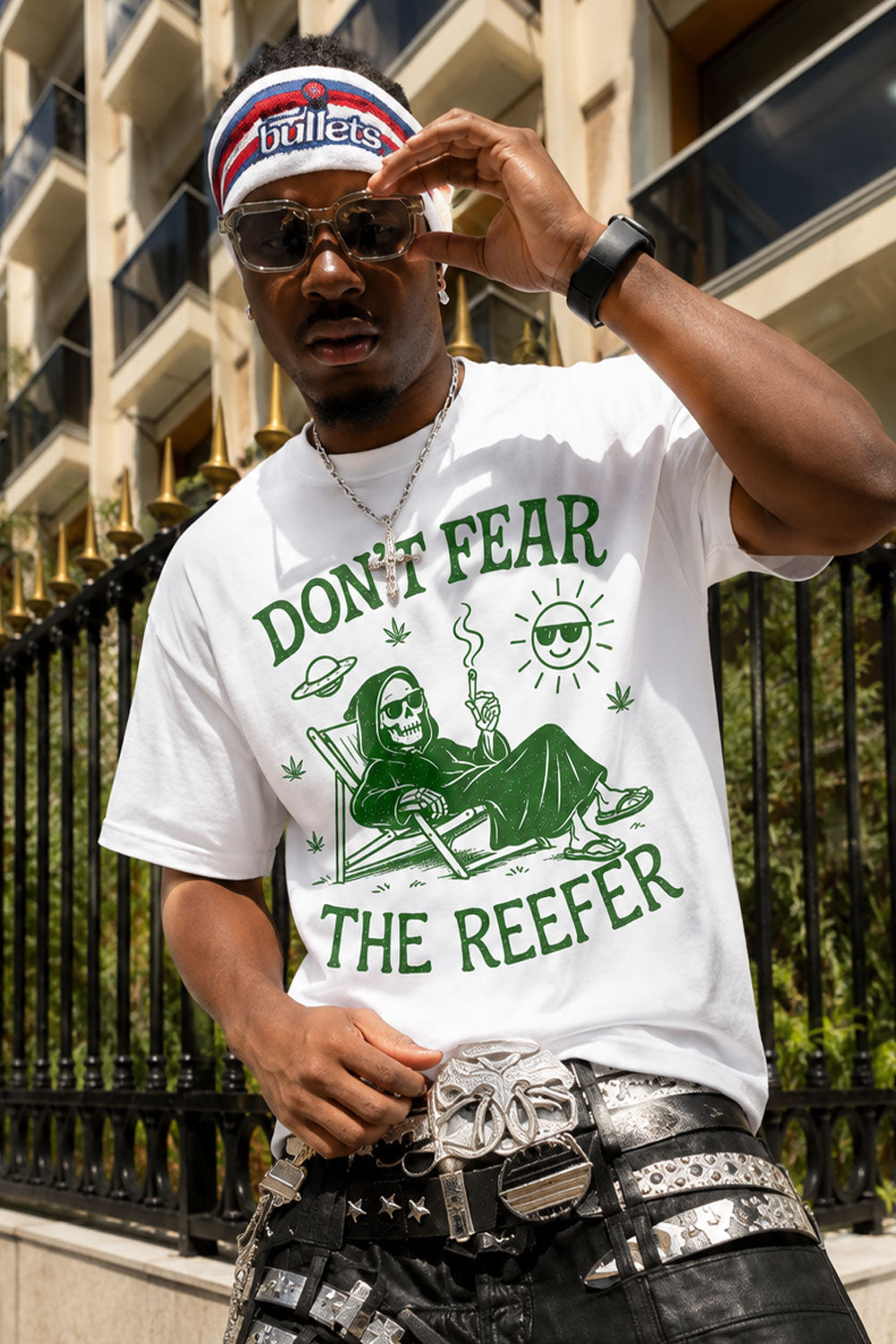Don't Fear the Reefer Grim Reaper White T-Shirt