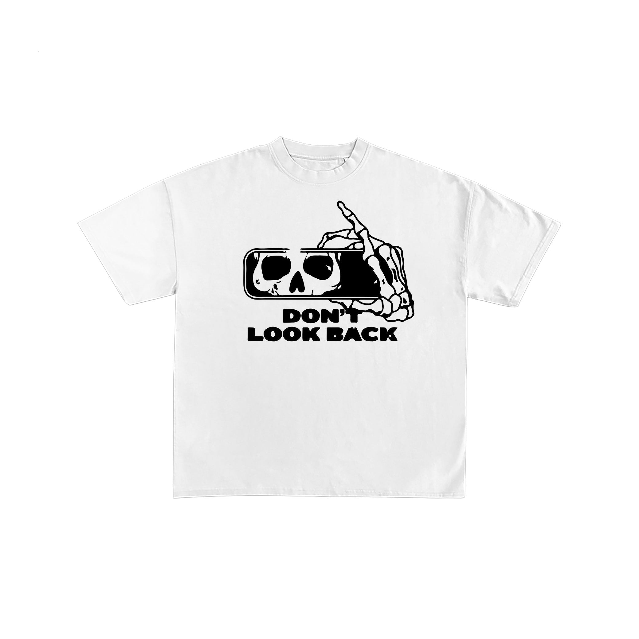 Don't Look Back Skull Mirror White T-Shirt