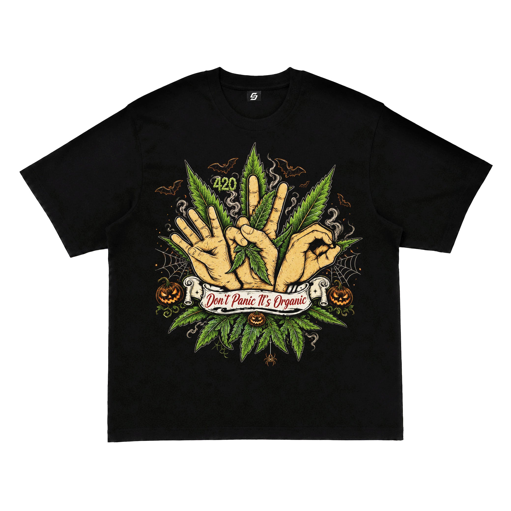 Dont Panic Its Organic Halloween 420 Graphic Tee