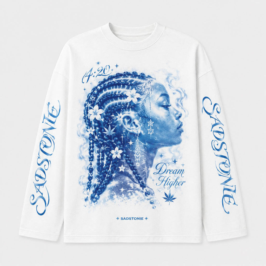 Dream Higher Blue Portrait Long Sleeve Shirt