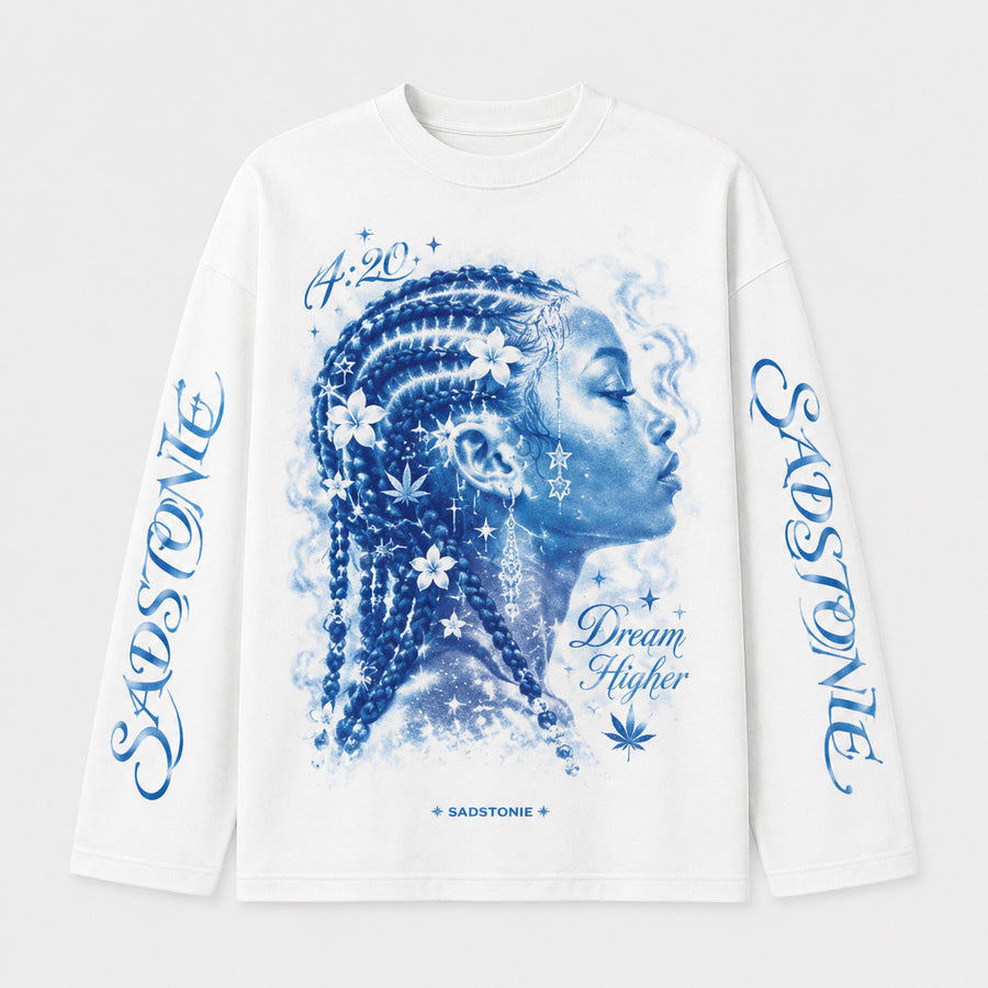 Dream Higher Blue Portrait Long Sleeve Shirt