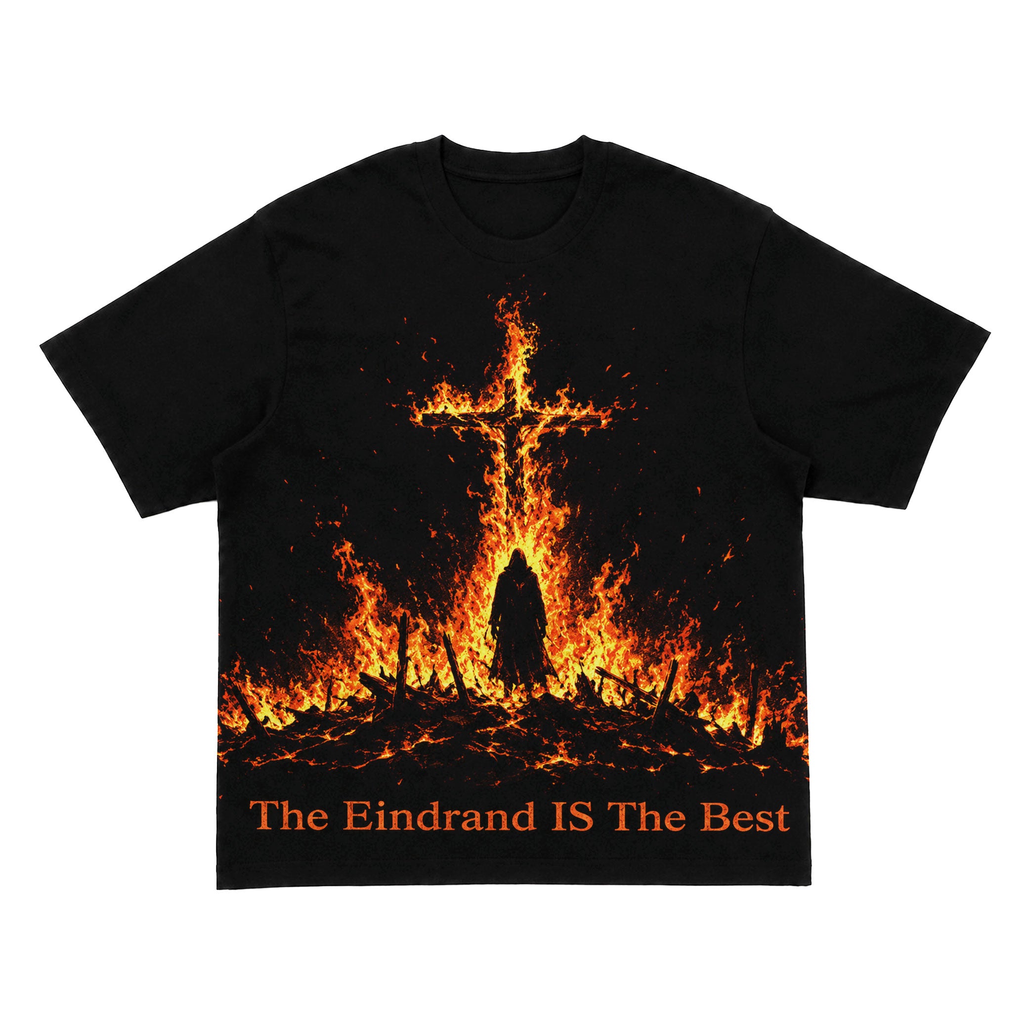 Eindrand Burning Cross Gothic Graphic T-Shirt