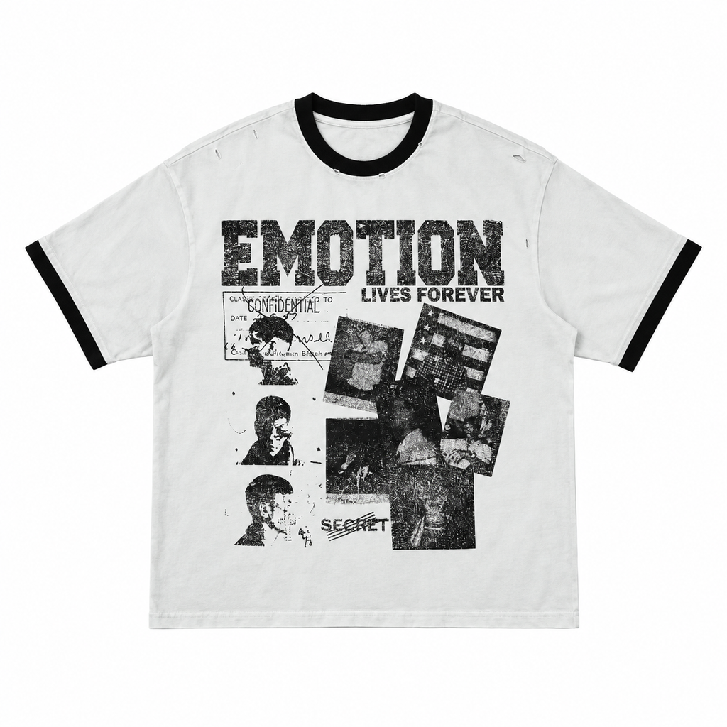 Emotion Lives Forever Graphic Ringer T-Shirt