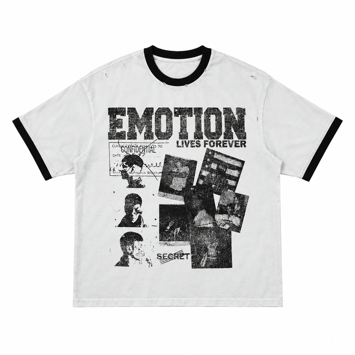 Emotion Lives Forever Graphic Ringer T-Shirt