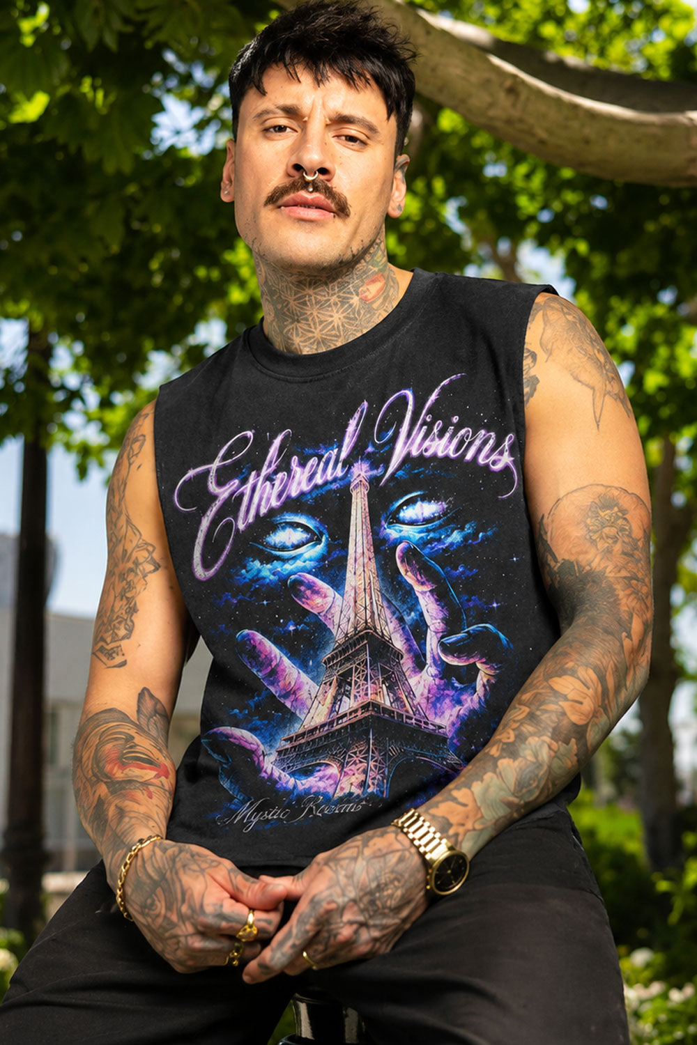 Ethereal Visions Mystic Eiffel Tower Muscle Tee