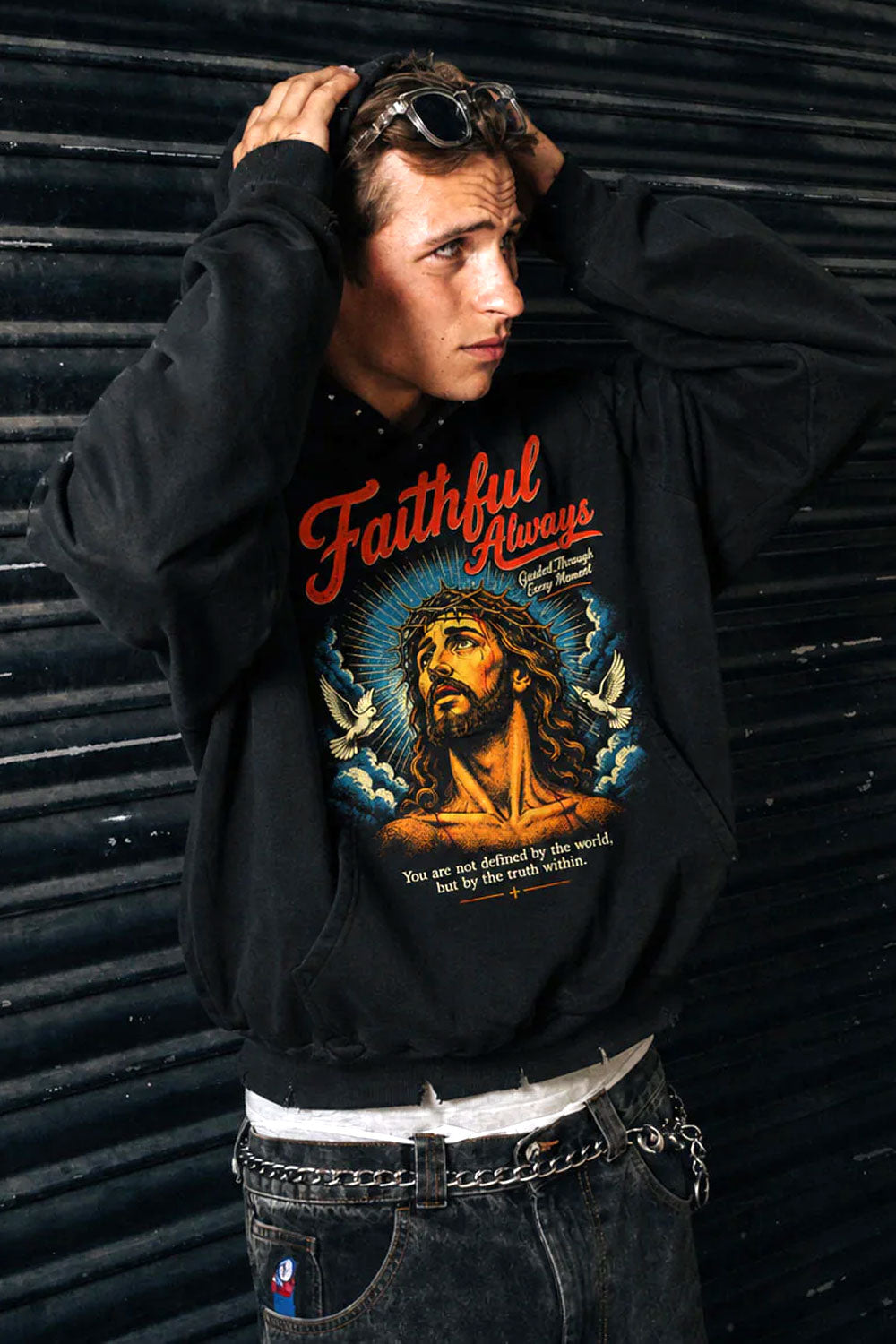 Faithful Always Vintage Graphic Cropped Hoodie