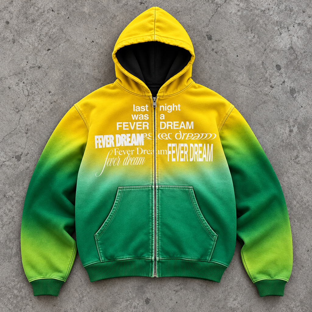 Fever Dream Gradient Graphic Zip Up Hoodie