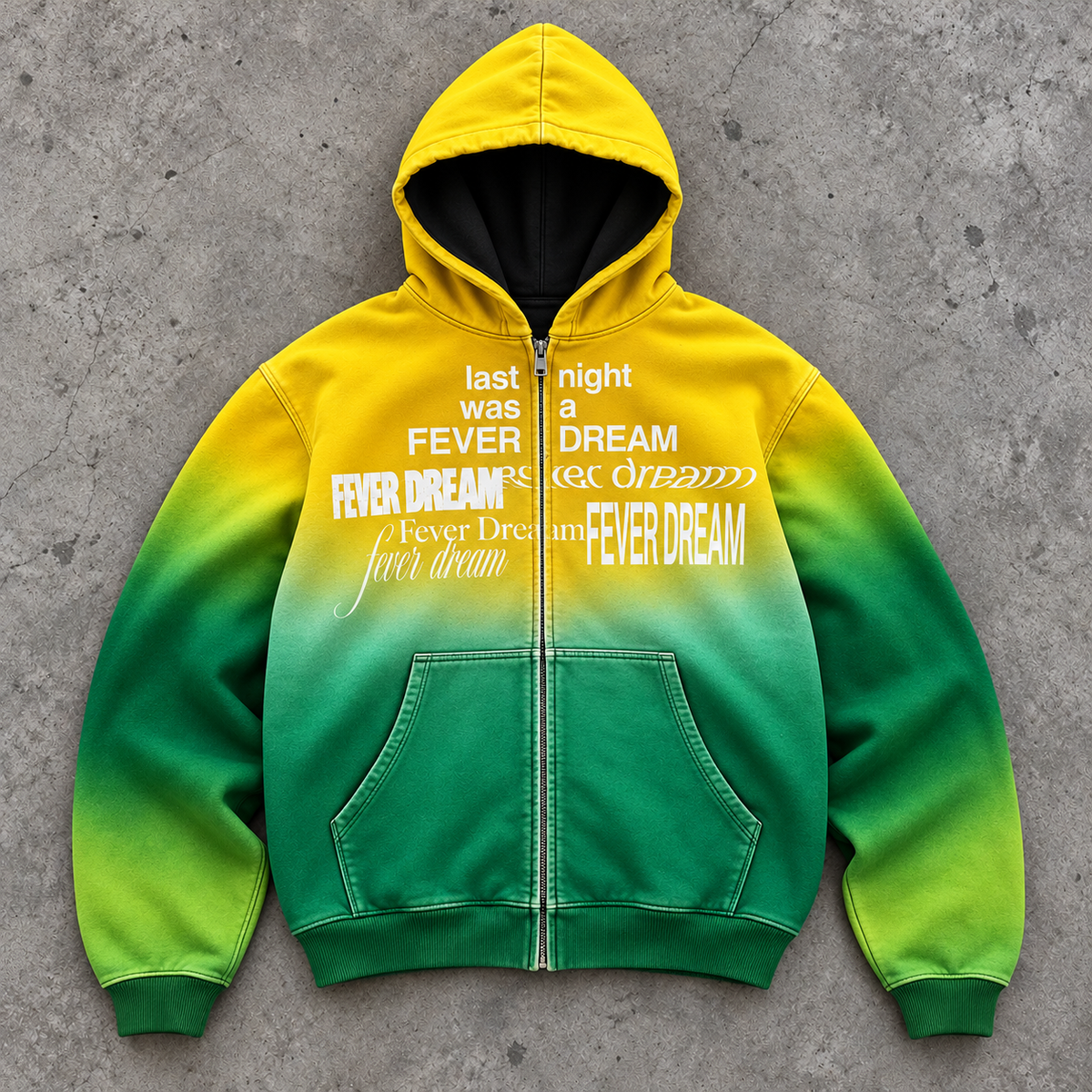 Fever Dream Gradient Graphic Zip Up Hoodie