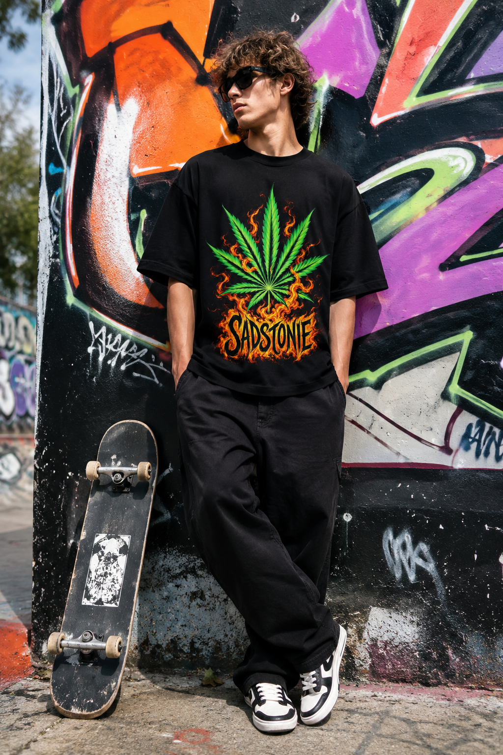 Flaming Weed Graphic T-Shirt