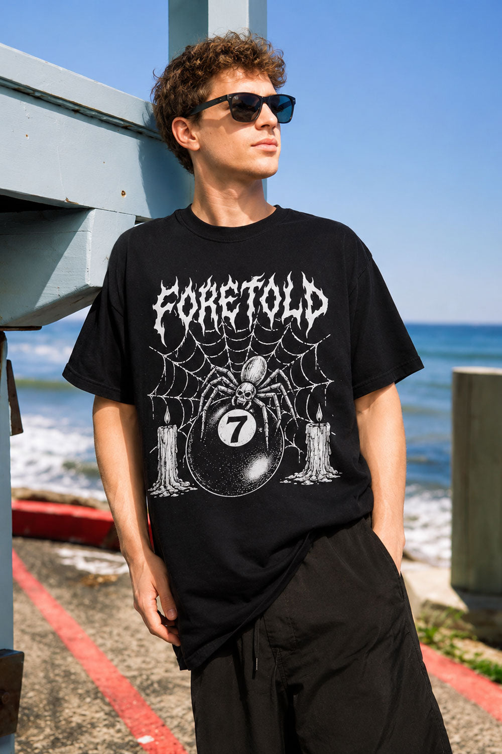 Foretold Spider 7-Ball Gothic Graphic Tee