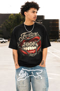 Fortune Favors Luck Graphic Oversized T-Shirt
