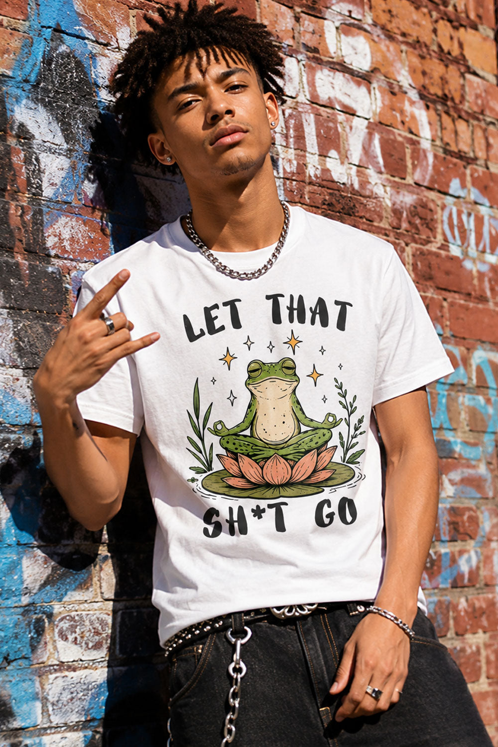 Frog Meditating Let That Sh*t Go Graphic T-Shirt