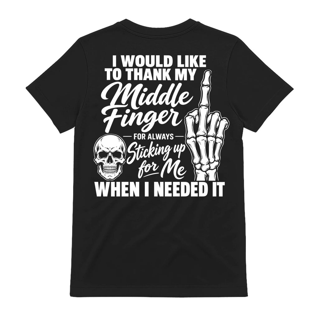 Funny Skeleton Middle Finger Graphic T-Shirt