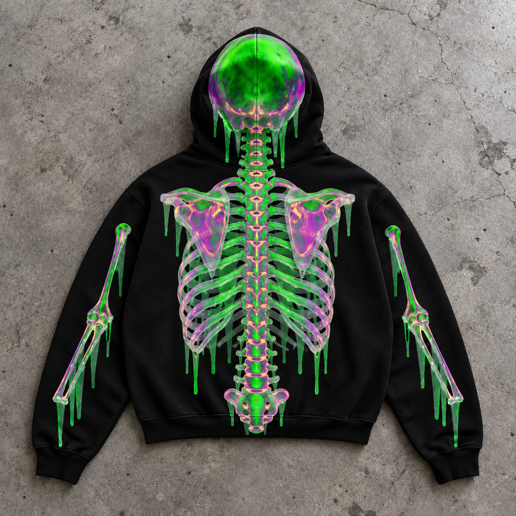 Glow Slime Skeleton Graphic Hoodie
