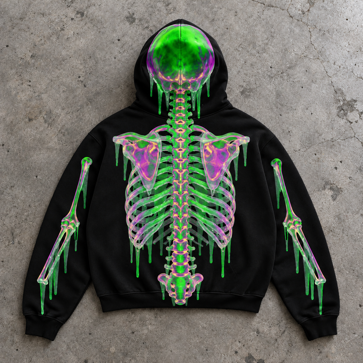 Glow Slime Skeleton Graphic Hoodie