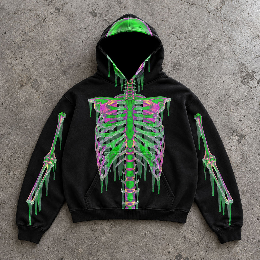 Glow Slime Skeleton Graphic Hoodie