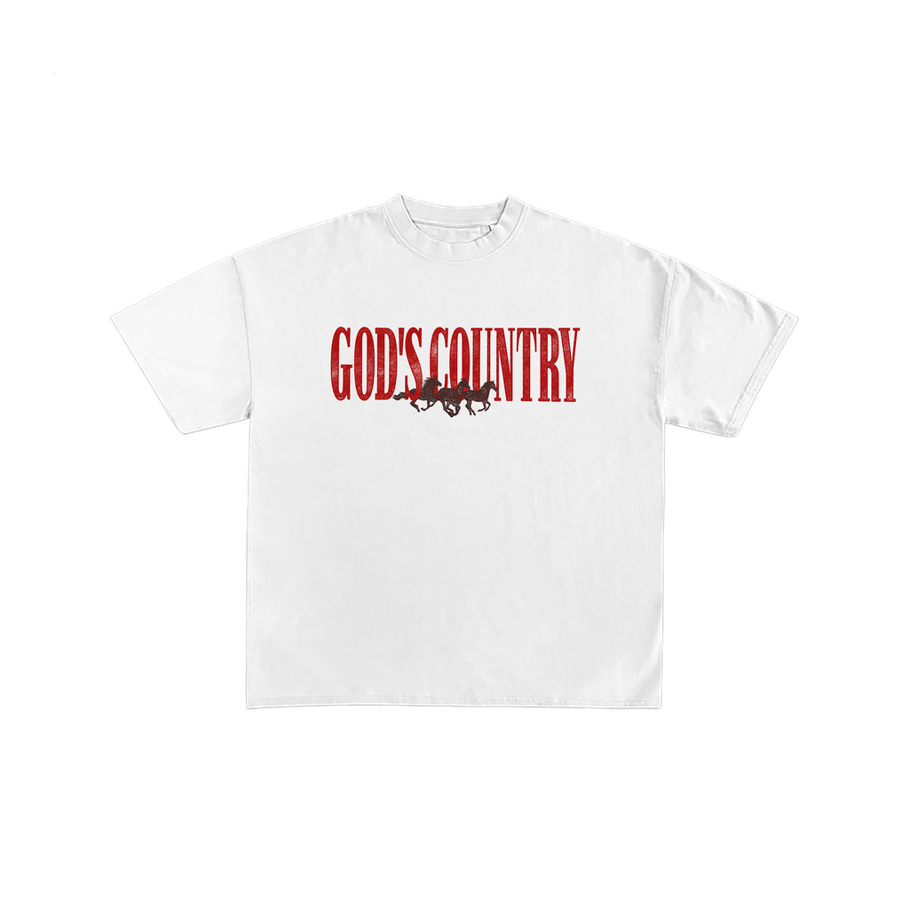 Gods Country Horses Retro White Graphic Tee