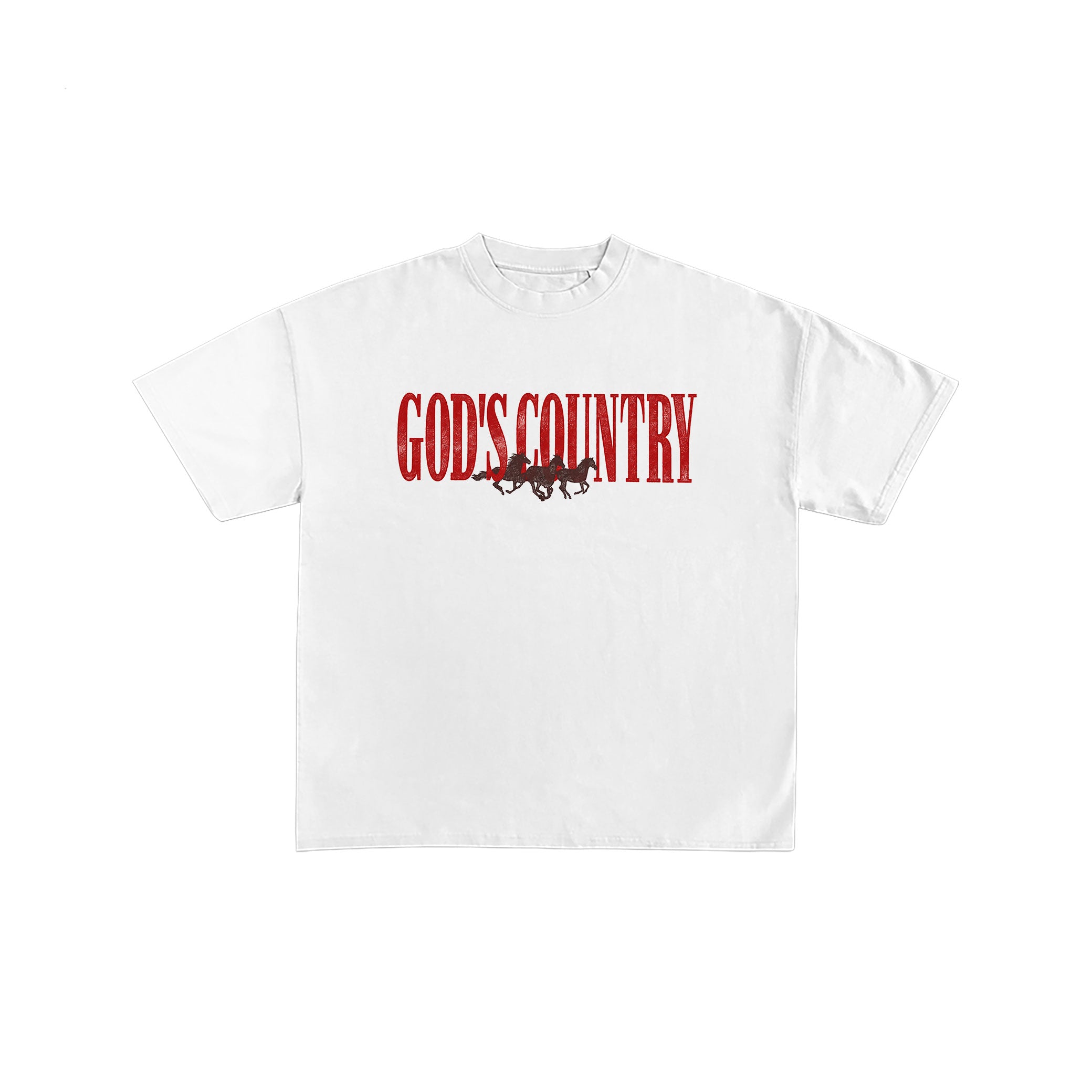 Gods Country Horses Retro White Graphic Tee