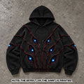Gothic Glowing Blue Eyes Distressed Hoodie