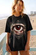 Gothic Spider Eye Horror Graphic T-Shirt