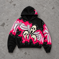 Gothic Ghostface Pink Flames Skeleton Hoodie