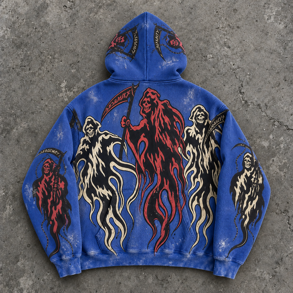 Gothic Grim Reaper Blue Graphic Hoodie