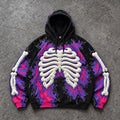 Gothic Purple Lightning Skeleton Ribs Hoodie
