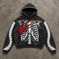 Gothic Red Spider Skeleton Ribcage Hoodie