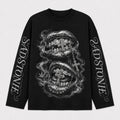 Gothic Silver Lips Graphic Long Sleeve Shirt