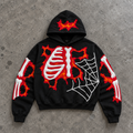 Gothic Skeleton Flame Spider Web Hoodie