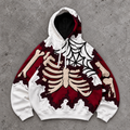 Gothic Skeleton Ribcage Spider Web Hoodie
