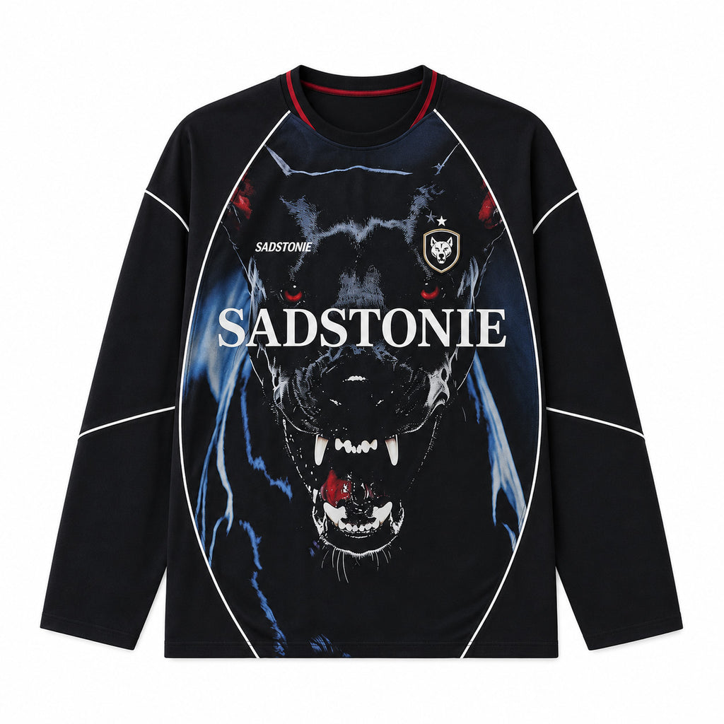 Graphic Doberman Dog Black Long Sleeve Shirt