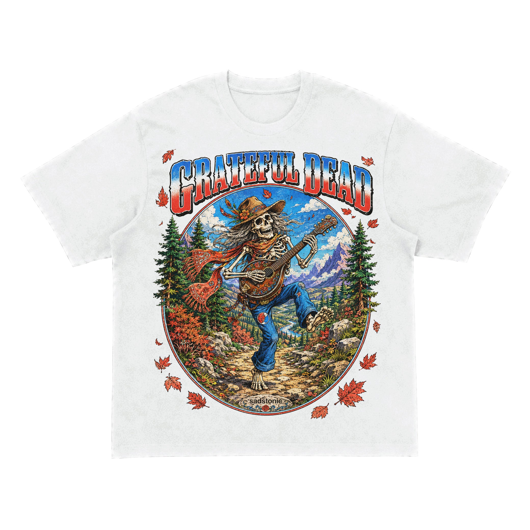 Grateful Dead Skeleton Acoustic Guitar Vintage Tee