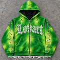 Green Acid Wash Rhinestone Graphic Hoodie