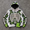 Green Skeleton Ribcage Graphic Hoodie