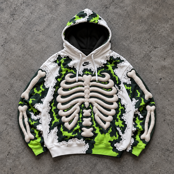 Green Skeleton Ribcage Graphic Hoodie